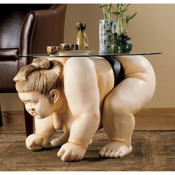 Sumo Wrestler Sculpture Glass Topped Table Statue Sculptures Champion